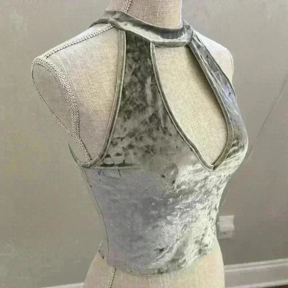 Agaci Silver Velvet crop top -Small - Picture 3 of 5